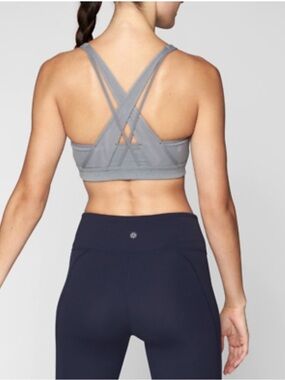 Athleta Transcendence Gray Strappy Sports Bra